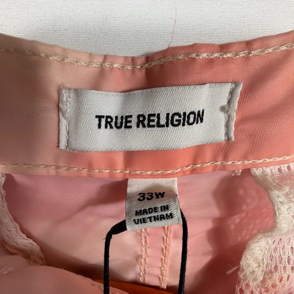 True Religion Pink Tie-Dye Board Shorts Size 33